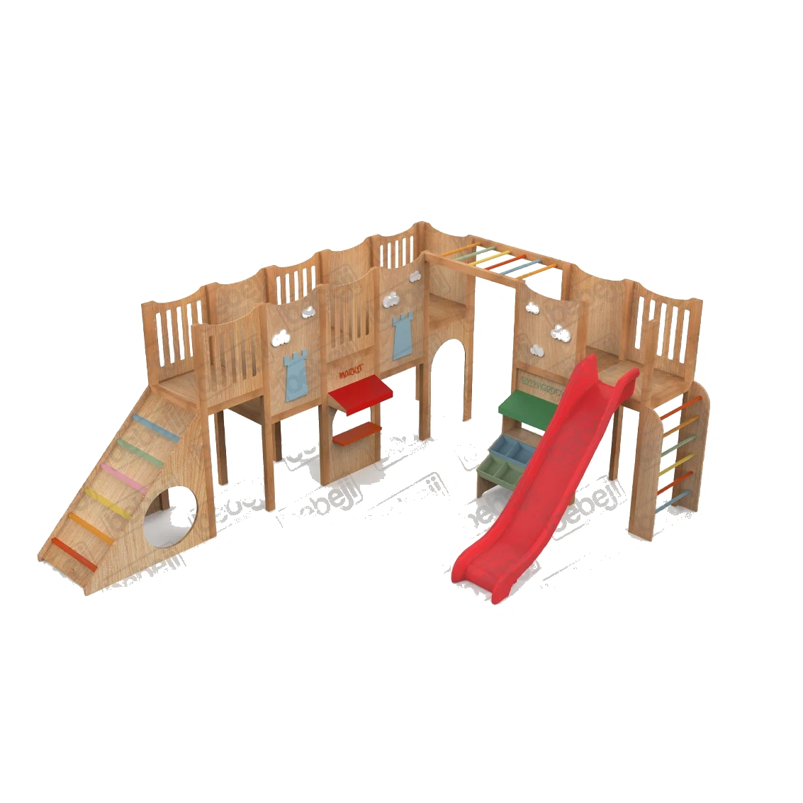 L Tipi Ahşap Oyun Parkı J9503