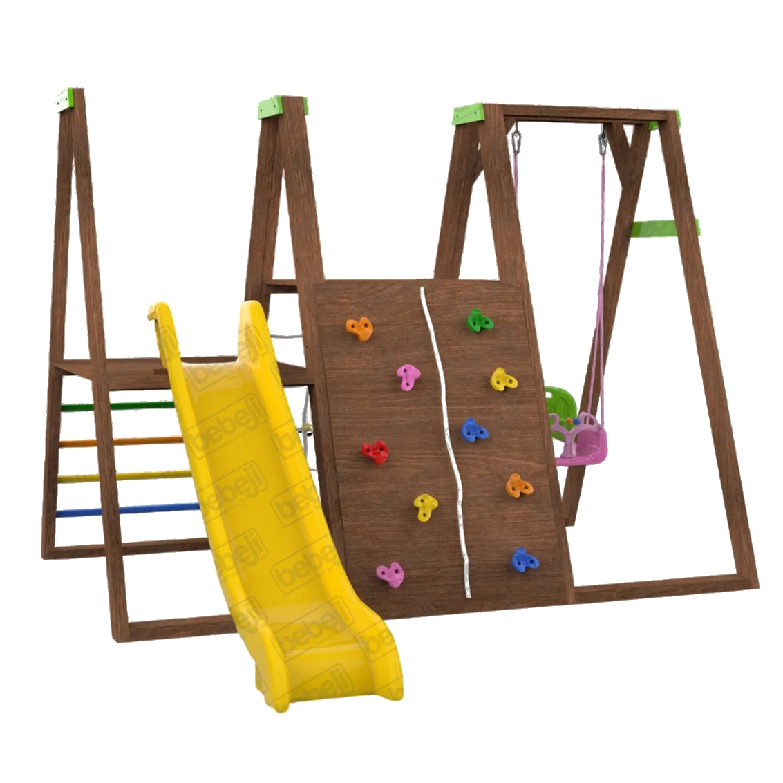 I Safe Ahşap Çocuk Oyun Parkı Üçlü Set S0070