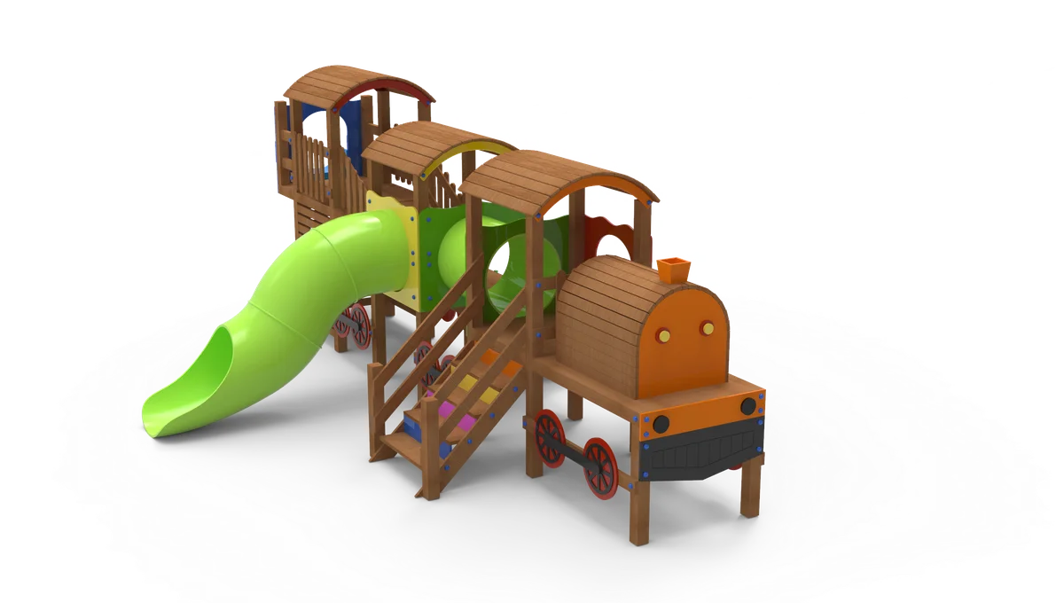 Tren Temalı Ahşap Çocuk Oyun Parkı JP023